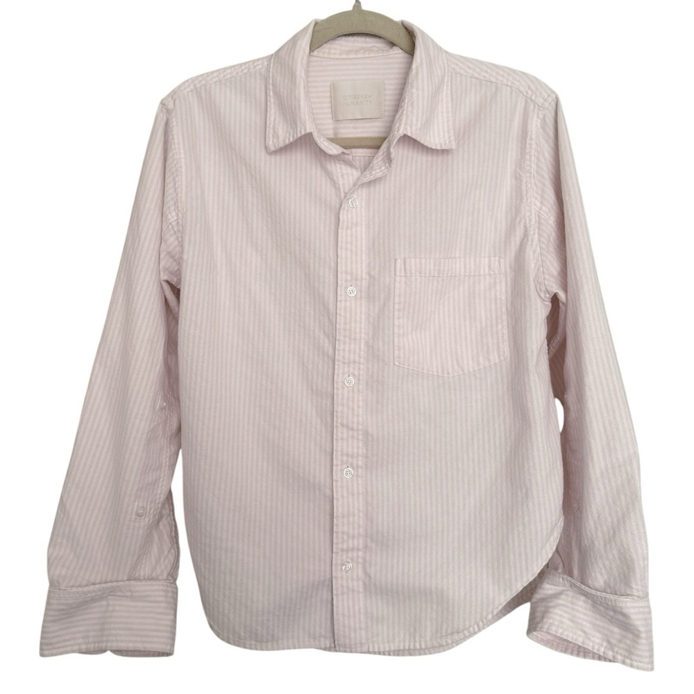 Citizens Of Humanity Pink Button Down Long Sleeve Stripe Size S 100% Cotton